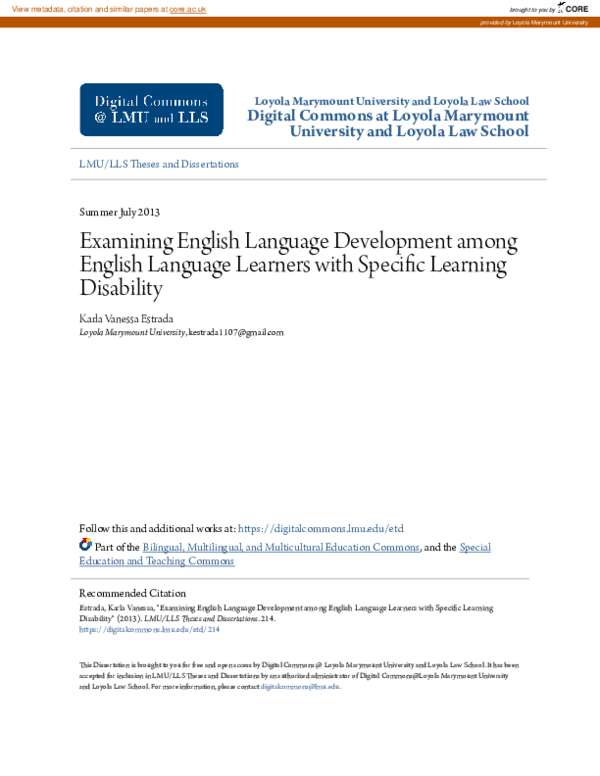 (PDF) Examining English Language Development among English Language ...