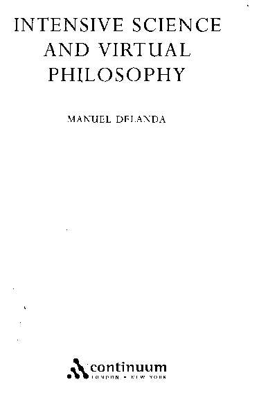 PDF) Intensive science and virtual philosophy