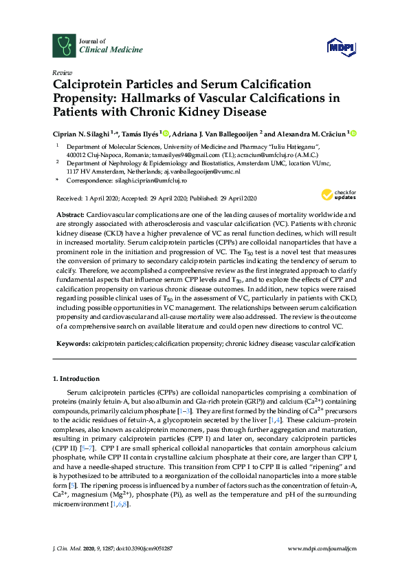 (PDF) Calciprotein Particles and Serum Calcification Propensity ...