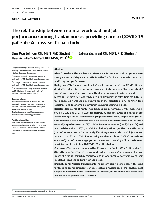 (PDF) The relationship between mental workload and job performance ...