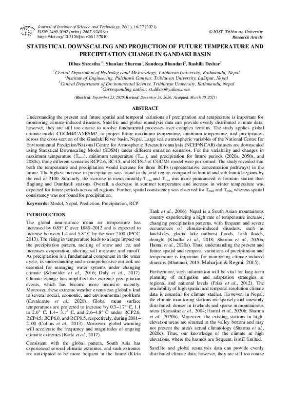 (PDF) Statistical Downscaling and Projection of Future Temperature and ...