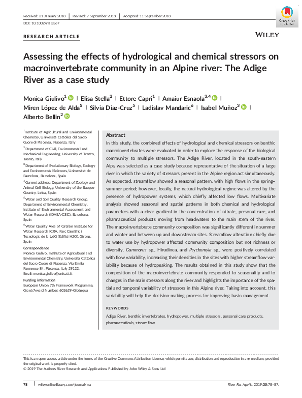 (PDF) Assessing the effects of hydrological and chemical stressors on ...
