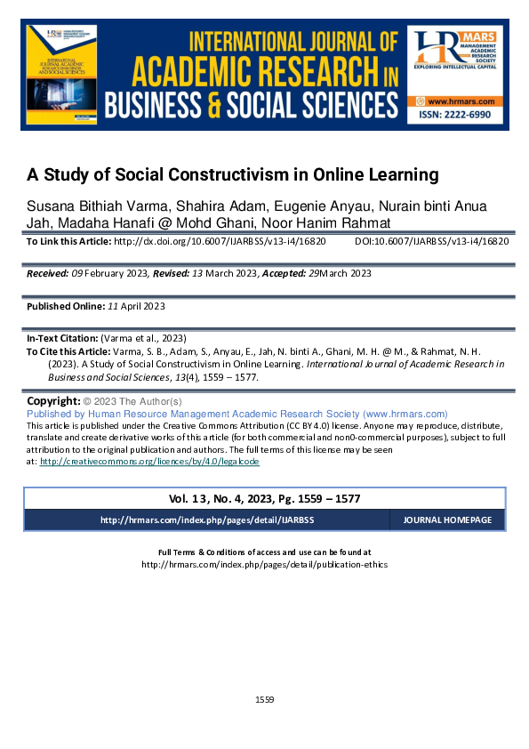 (PDF) A Study of Social Constructivism in Online Learning