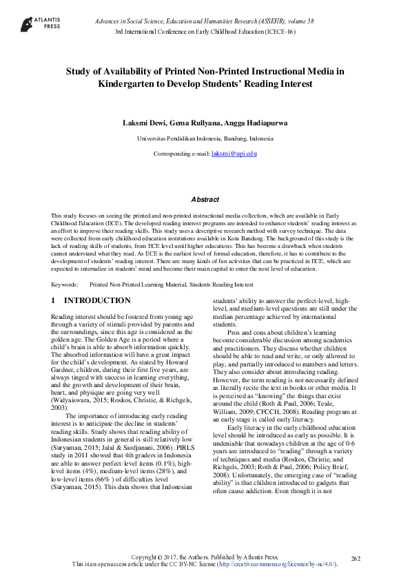 (PDF) Study of Availability of Printed Non-Printed Instructional Media