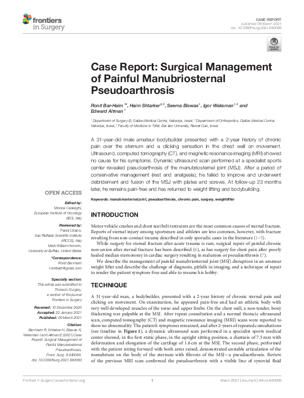 (PDF) Case Report: Surgical Management of Painful Manubriosternal ...