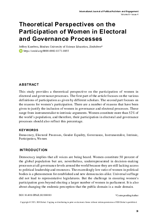 (PDF) Theoretical Perspectives on the Participation of Women in ...