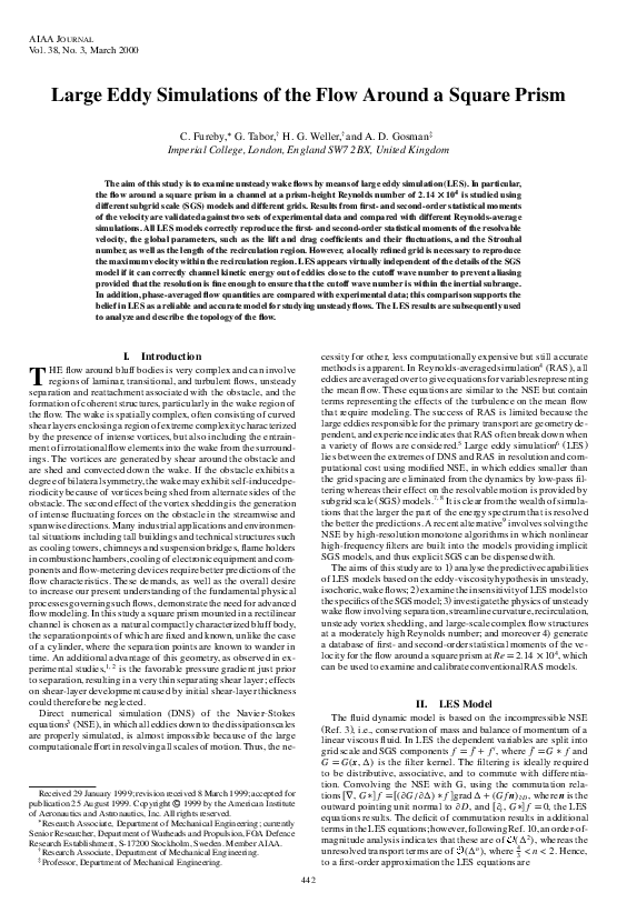 (PDF) Large Eddy Simulations of the Flow Around a Square Prism