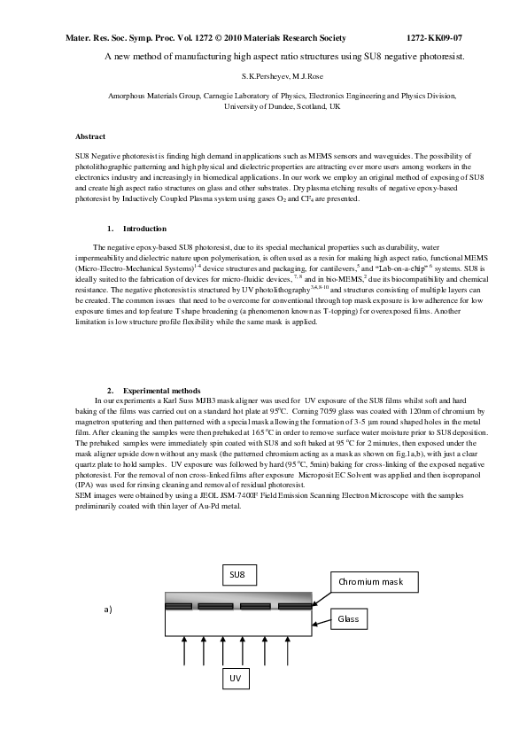 (PDF) A new method of manufacturing high aspect ratio structures using ...