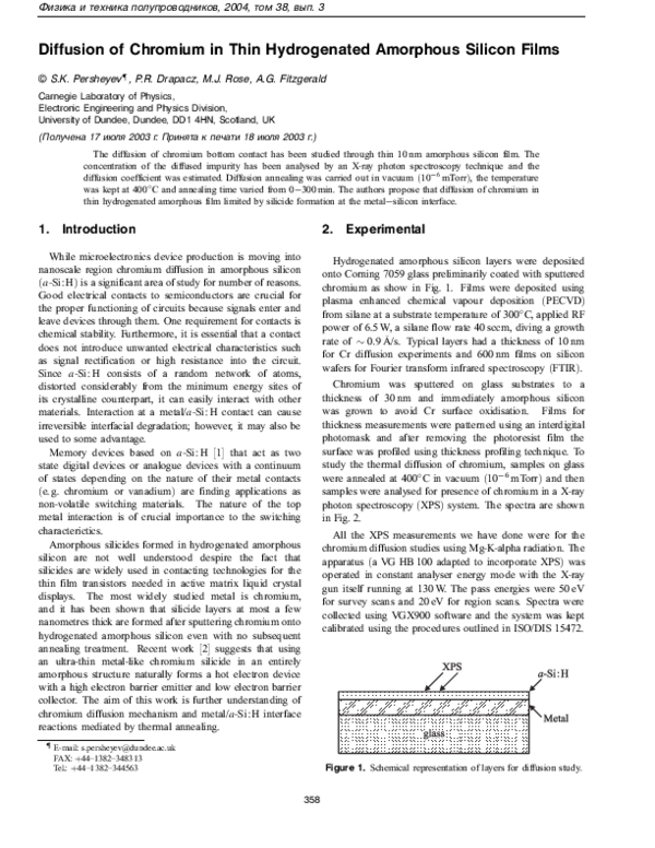 (PDF) Diffusion of chromium in thin hydrogenated amorphous silicon ...
