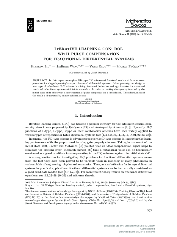 (PDF) Iterative learning control with pulse compensation for fractional ...