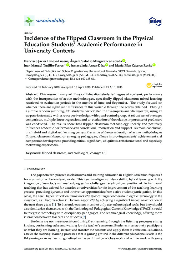 (PDF) Incidence of the Flipped Classroom in the Physical Education ...