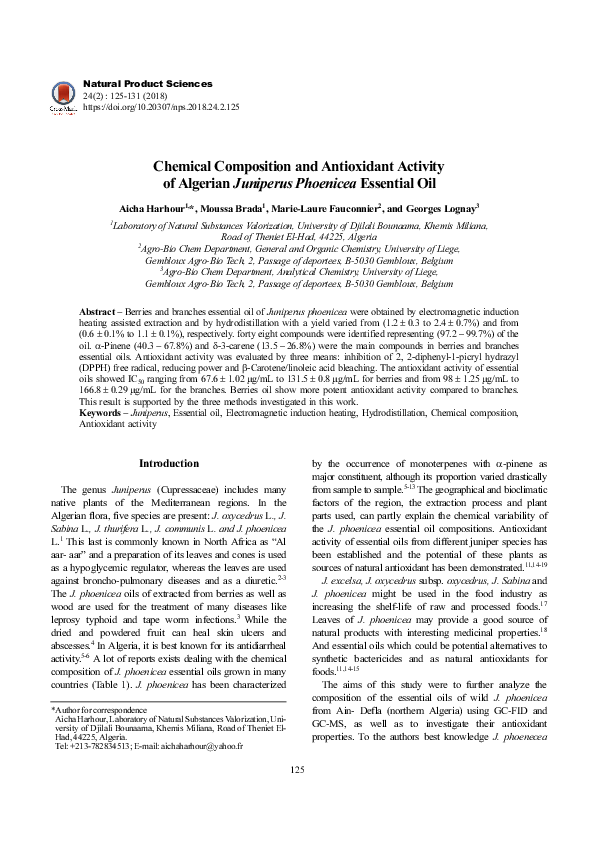 (PDF) Chemical Composition and Antioxidant Activity of Algerian ...