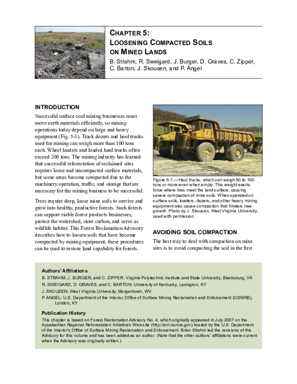 (PDF) Chapter 5: Loosening compacted soils on mined lands