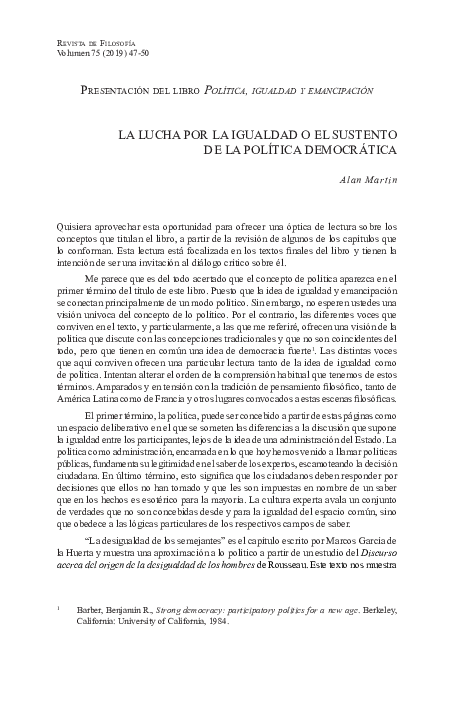 (PDF) La lucha por la igualdad o el sustento de la política democrática ...