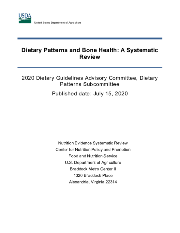 (PDF) Dietary Patterns and Bone Health: A Systematic Review