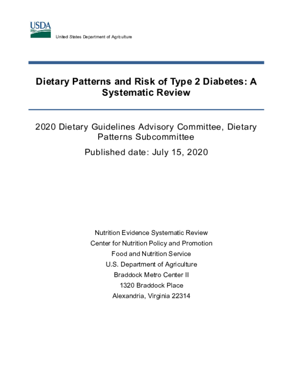(PDF) Dietary Patterns and Risk of Type 2 Diabetes: A Systematic Review