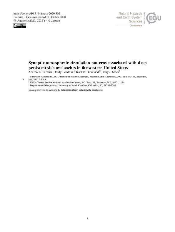 (PDF) Synoptic atmospheric circulation patterns associated with deep ...