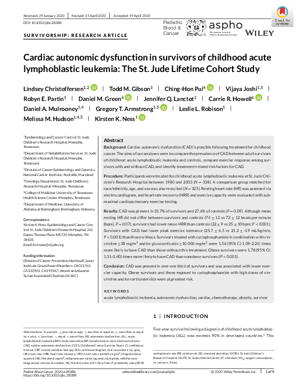 (PDF) Cardiac autonomic dysfunction in survivors of acute lymphoblastic ...