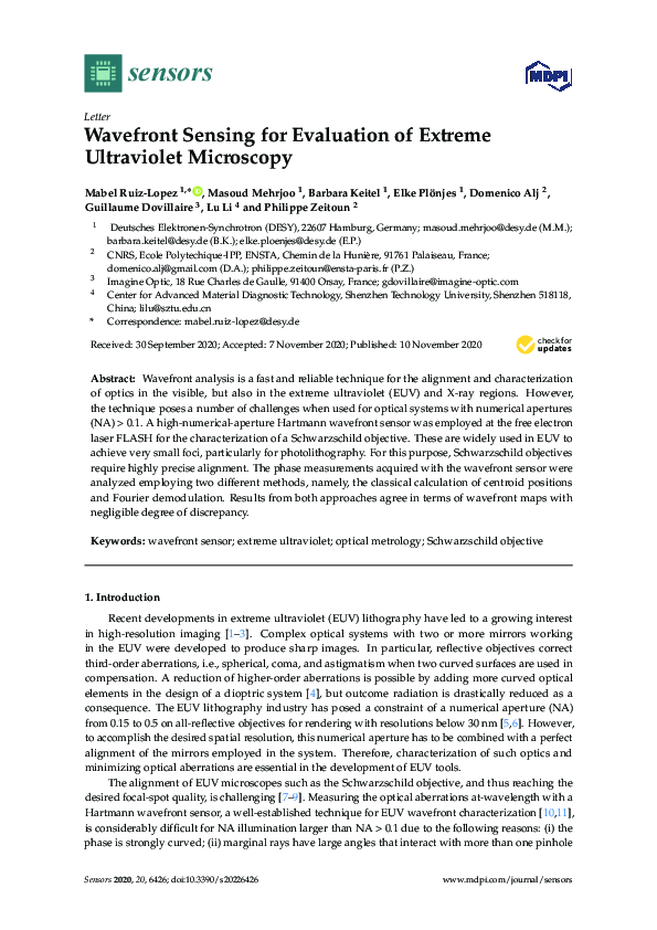 (PDF) Wavefront Sensing for Evaluation of Extreme Ultraviolet Microscopy