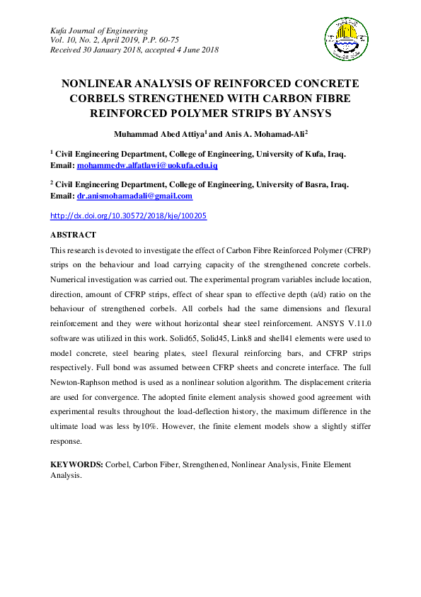 (PDF) Nonlinear Analysis of Reinforced Concrete Corbels Strengthened ...