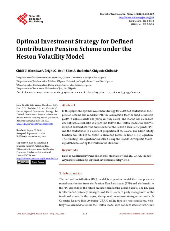 (PDF) Optimal Investment Strategy for Defined Contribution Pension ...