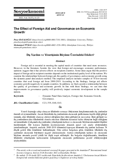 (PDF) The Effect of Foreign Aid and Governance on Economic Growth