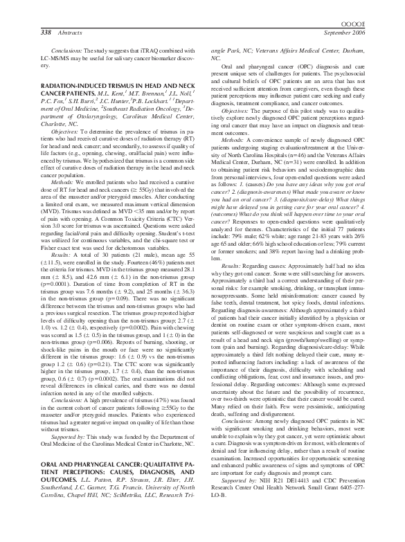 (PDF) Oral and pharyngeal cancer: Qualitative patient perceptions ...