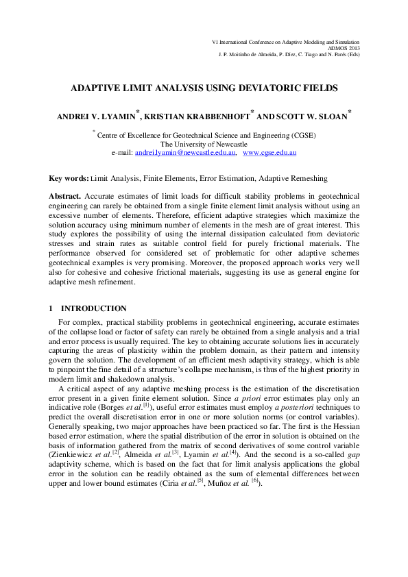 (PDF) Adaptive limit analysis using deviatoric fields