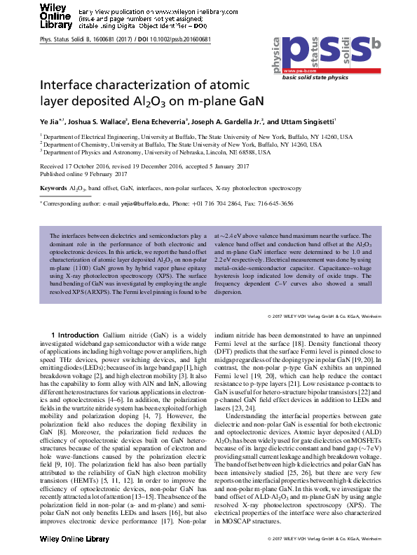 (PDF) Interface characterization of atomic layer deposited Al 2 O 3 on ...