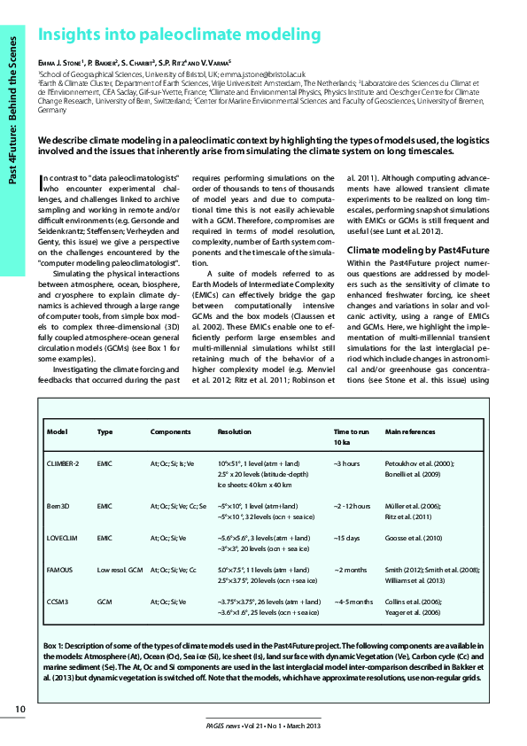 (PDF) Insights into paleoclimate modeling