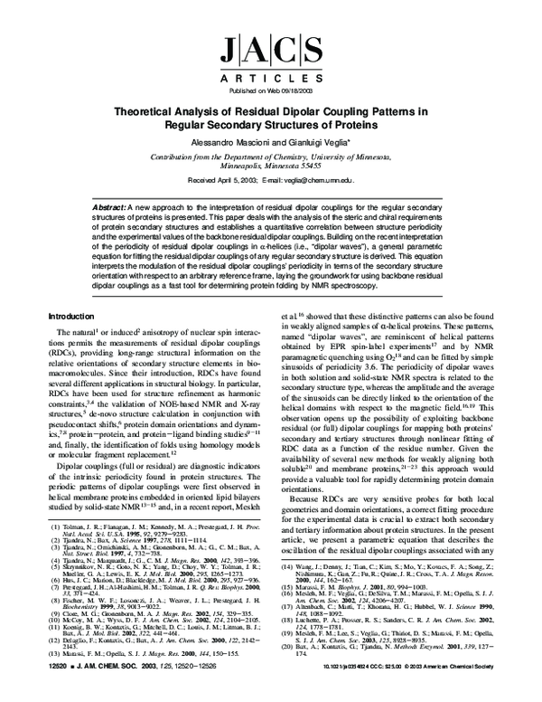 (PDF) Theoretical Analysis of Residual Dipolar Coupling Patterns in ...