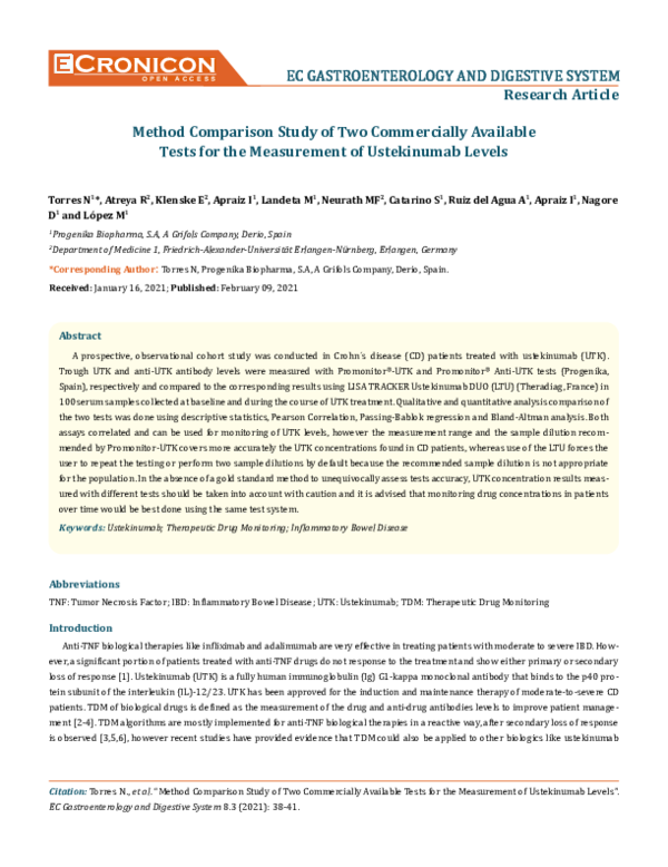 (PDF) Method Comparison Study of Two Commercially Available Tests for ...