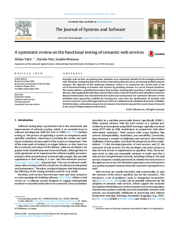 (PDF) A systematic review on the functional testing of semantic web ...