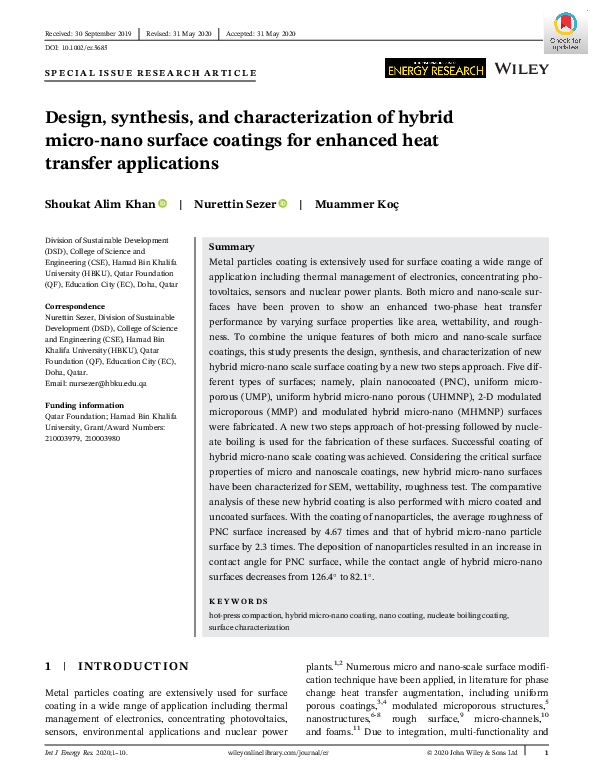 (PDF) Design, synthesis, and characterization of hybrid micro‐nano