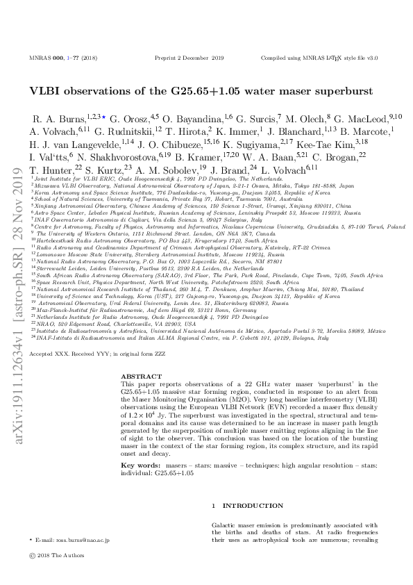 (PDF) VLBI observations of the G25.65+1.05 water maser superburst