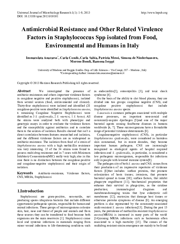 (PDF) Antimicrobial Resistance and Other Related Virulence Factors in ...