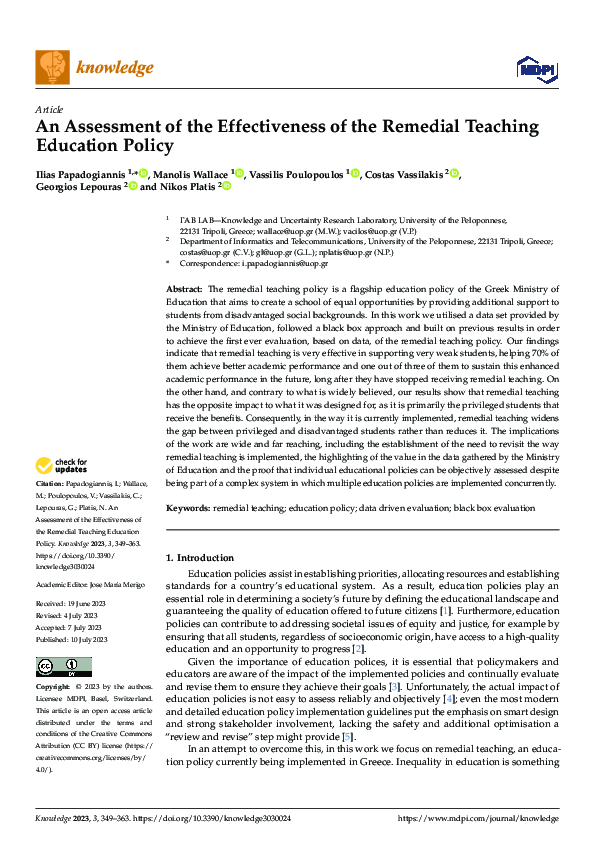 (PDF) An Assessment of the Effectiveness of the Remedial Teaching ...