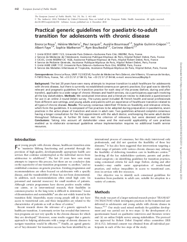(PDF) Practical generic guidelines for paediatric-to-adult transition ...