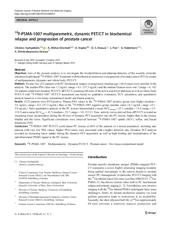 (PDF) 18F-PSMA-1007 multiparametric, dynamic PET/CT in biochemical ...