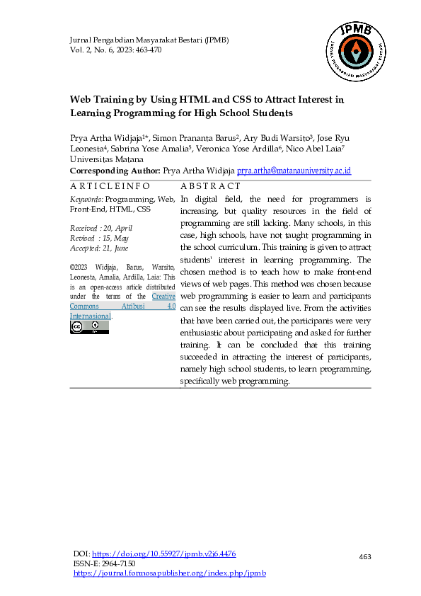(PDF) Web Training by Using HTML and CSS to Attract Interest in ...