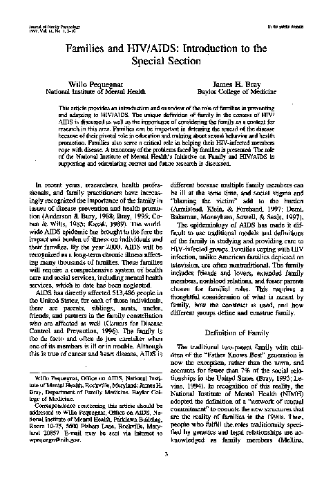 (PDF) Families and HIV/AIDS: Introduction to the special section
