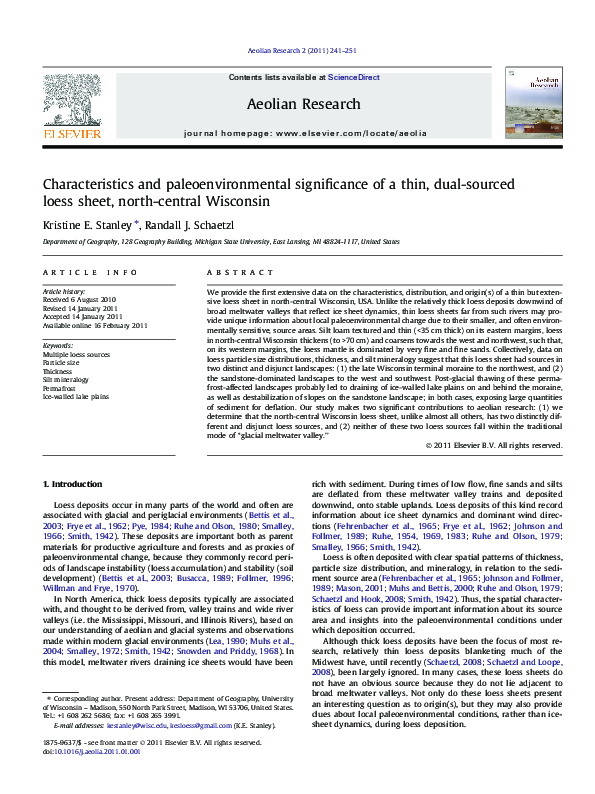 (PDF) Characteristics and paleoenvironmental significance of a thin ...