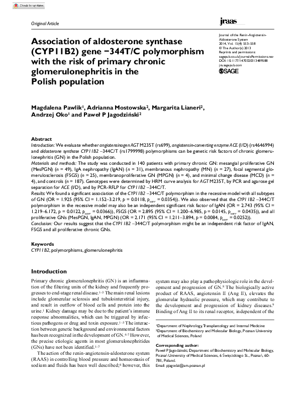 (PDF) Association of aldosterone synthase (CYP11B2) gene −344T/C ...