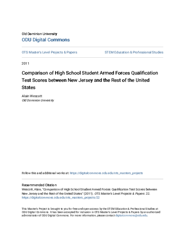 (PDF) Comparison of High School Student Armed Forces Qualification Test