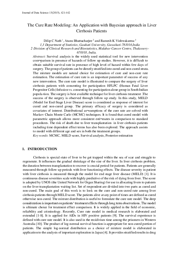 (PDF) The Cure Rate Modeling: An Application with Bayesian approach in ...