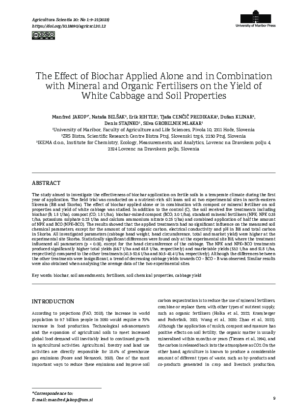 (PDF) The Effect of Biochar Applied Alone and in Combination with ...