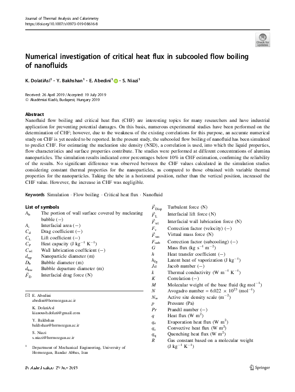 (PDF) Numerical investigation of critical heat flux in subcooled flow ...