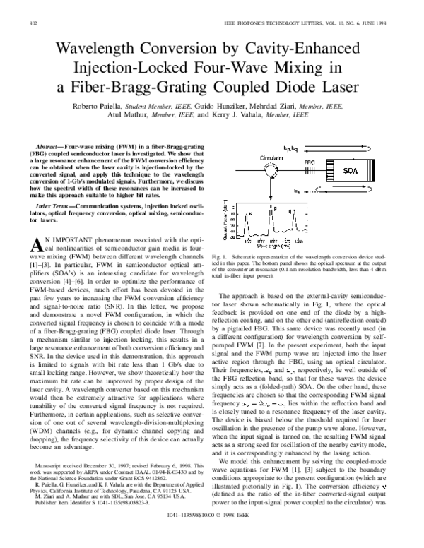 (PDF) Wavelength conversion by cavity-enhanced injection-locked four ...