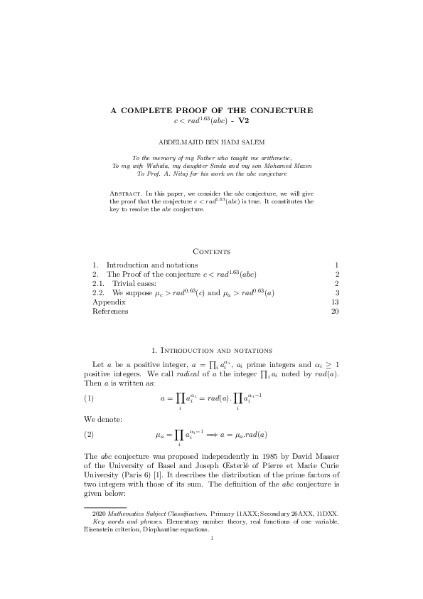 (PDF) A COMPLETE PROOF OF THE CONJECTURE c