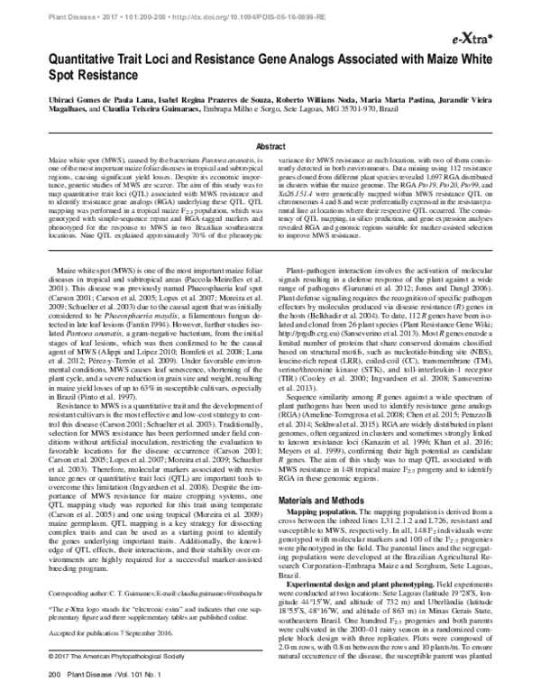 (PDF) Quantitative Trait Loci and Resistance Gene Analogs Associated ...